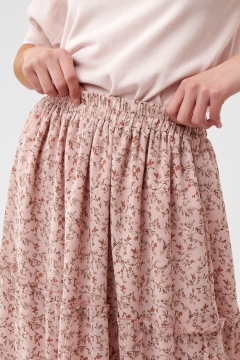 womens pink floral a line layered skirt